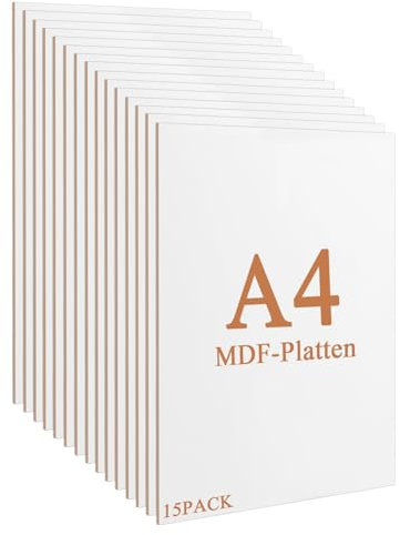 YAYODS 15 placas de madera de densidad media A4 de 3 mm - 300 x 210 x 3 mm para manualidades, placa de madera blanca para láser, enrutador CNC, modelado, calado, sierra de marquetería