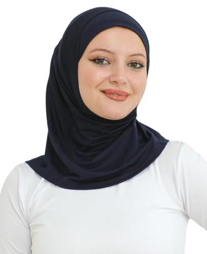 Prien Sport Kopftuch Für Damen, Muslimische Hijab Kleider, Weicher Schal Für Frauen, Muslim Kleid Set, Abaya Gebetskleidung, Islamische Kopftücher Kleidung Für Ramadan (Marineblau)