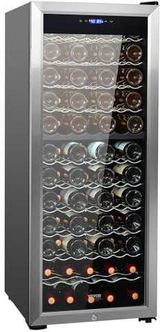 VEVOR Weinkühlschrank Getränkekühlschrank mit doppelter Zonen 80 Flaschen, LED-Kühlschrank mit Edelstahltür, Getränkekühlschränke Freistehend, Mini Kühlschrank Minibar mit UV-Schutz, 5-18 °C