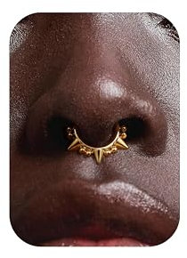 BodyBonita 16G Spike Septum Piercing – 316L Edelstahl Nasenpiercing Conch Helix Piercings Schmuck Nasenring Tragus Daith Knorpel Ohrpiercing Gold 8mm Stil 10