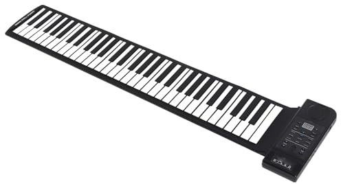 Plyisty Pianoforte con Tastiera Avvolgibile a 61 Tasti, Pianoforte Elettronico Digitale Pieghevole, Display Digitale a LED, Funzione di Registrazione, 128 Toni, 45 Brani Demo, 128 Ritmi