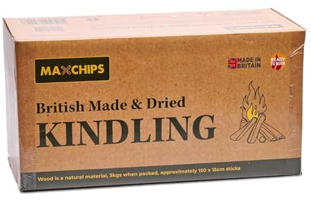 Maxchips Dried Kindling Wood Fire Sticks – Box of Forest Natural Wood Kindling – Smokeless Fire Starter for Charcoal Burner, Lighter Gas, Stove, Pizza Oven, Pit, BBQ, Camping Fun & Outdoors