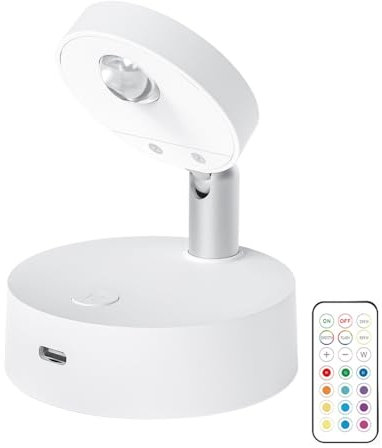 BDKMMS Rechargeable LED Spot Light, 1PCS/2PCS Wireless Picture Lamp with Remote Magnetic Wall-Mounted Up Light for Picture Plant Portrait Artwork