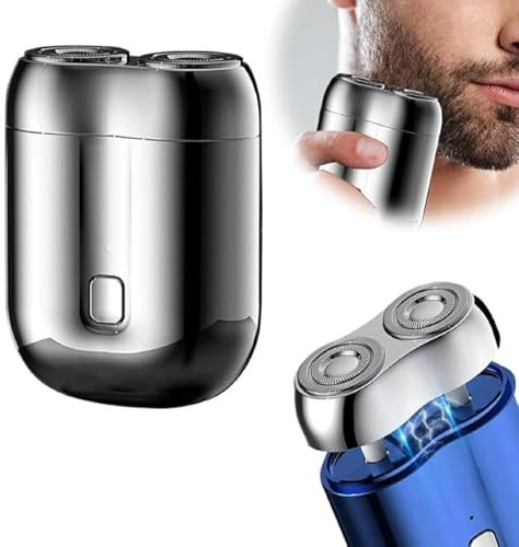 Electric Razor for Men, 2025 Upgrade Electric Mini Shavers for Men, Rechargeable Waterproof Compact Electric Shaver, Double Head Razor, Electric Portable Razors, Shaving Machine (Silver)