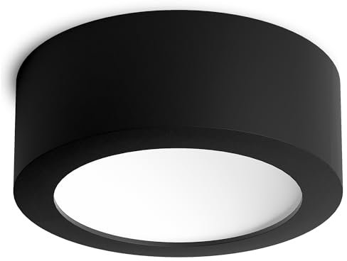 linovum TASI LED Aufbaulampe weiß pulverbeschichtet - Deckenspot flach 17W 2550 Lumen warmweiß runde Lichtfläche - moderne Aufputz Lampe Decke