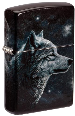 Zippo Windproof Lighter - Wolves, 540° Tumbled Chrome, Fusion, Refillable, Reusable, Windproof Design, Gift Box, Made in USA