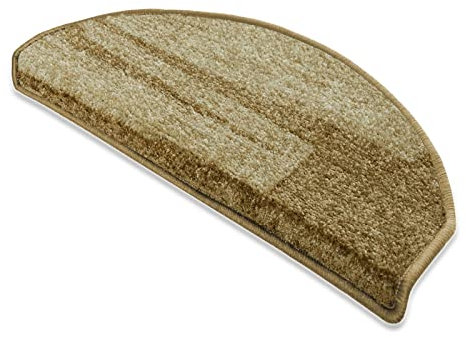 Rutschfeste selbstklebende Stufenmatten Set, 15-teilig, halbrund, beige, Treppenmatte, Stufenmatten, 23 x 65 cm, gemusterter Läufer