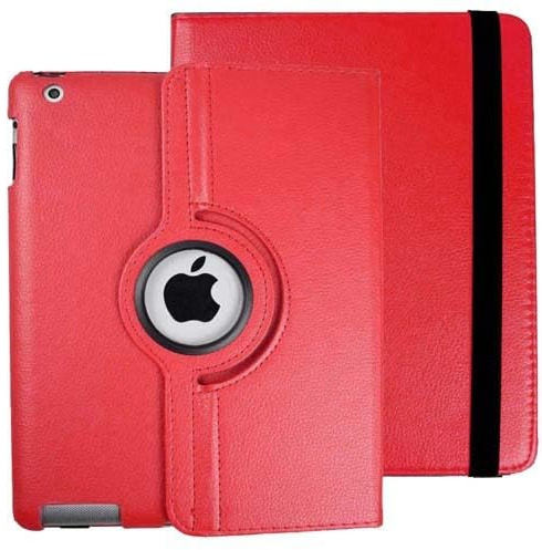 Schutzhülle für iPad 2. 3. 4. Generation, passend für Modell A1395 A1396 A1397 A1416 A1430 A1403 A1458 A1459 A1460 – Smart Cover Case drehbarer Ständer unterstützt Wake Up Sleep, (rot)
