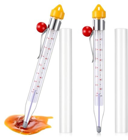 Sxmrmnx 2Pcs Candy Thermometer with Pot Clip 8inch Deep Fry Oil Thermometer Instant Read Cooking Food Thermometers Sugar Syrup