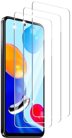 DXULWLM 3 Piezas Cristal Templado para Xiaomi Redmi Note 11/11S 4G,HD transparente,Dureza 9H,Sin Burbujas,Anti-Arañazo Protector de Pantalla