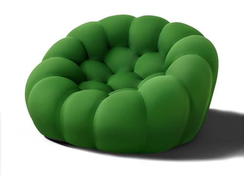 Einzel-Noppensofa, Lazy-Sofa-Sessel, Multifunktionssofa, geeignet zum Fernsehen, Spielen, Einzelsitz, Bequeme Oberfläche, hochelastische Füllung, Fußball-Nähte, grün/orange, 1 Stück (Grün)
