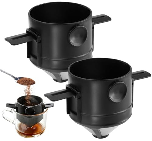 PetGlimmer 2 Stück Kaffeefilter Wiederverwendbar Plastik Dauerkaffeefilter | Papierlos Dauerfilter,Permanent Kaffeefilter Zusammenklappbar,Permanenter Edelstahl Filter für Zuhause Büro Reisen, Camping