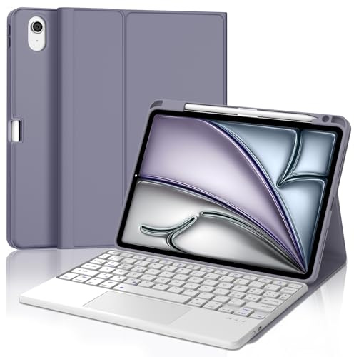 JADEMALL Tastiera con Touchpad per iPad Air 11 M2/M3/M4 2024/2025/2026, Italiano QWERTY Tastiera Bluetooth Staccabile con Trackpad Custodia per iPad Air 11 Pollici M2/M3/M4, Viola