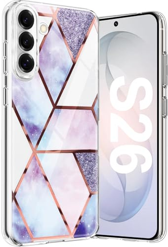 Handyhülle für Samsung Galaxy S26 Hülle Marmor Silikon, Transparent Bunt Muster Motiv Handytasche Case, Dünn Soft TPU Bumper Durchsichtig Glitzer Stoßfest Schutzhülle (A)