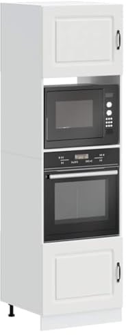 SooIarix Kalmar - Juego de 2 armarios de cocina (madera, 60 x 57 x 207 cm, patas ajustables, muebles de cocina para horno y microondas)