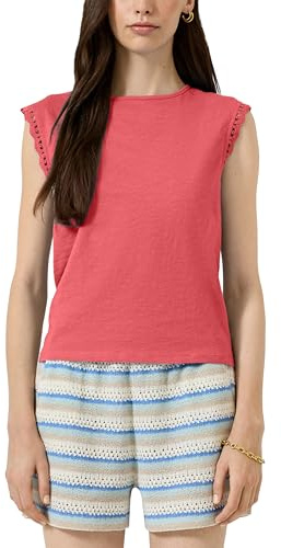 QS Damen 2180372 T-Shirt ärmellos mit Spitzenkante (1er Pack)