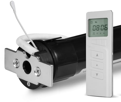 Jalousiescout Elektronischer Funk-Rollladenmotor MK 10/14 Zugkraft 10 Nm 27 kg SW40 mit Thermoschutz Plus 4-Kanal Handsender Timer MKT 04 mit integrierter Zeitschaltuhr, inkl. Wandhalterung
