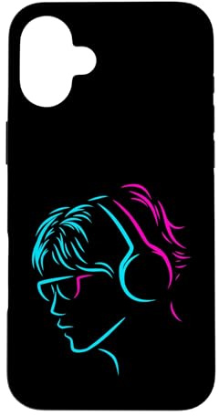 Carcasa para iPhone 16 Plus Minimalista Auriculares Line Art Music Lover