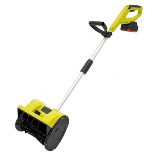 Akku Schneefräse mit 1200W Motor und 4.0Ah Lithium Akku, Arbeitsbreite 32 cm, Auswurfweite 8 m, maximale Schneehöhe 16 cm, Verstellbarer Auswurfkanal, kabelloser Schneeschieber Grün
