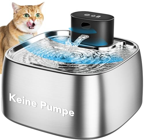 Röd kattfontän trådlös, 3,2 l dricksfontän med rörelsesensor | Kattfontän rostfritt stål, automatisk vattenfontän för katt, 3 vattenlägen, tyst intelligent kärna, lätt att rengöra