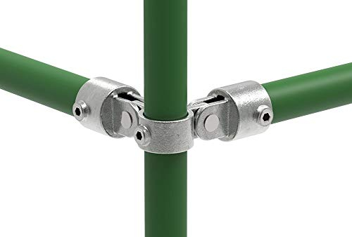 Fenau | Gelenk-Verbinder/Gelenk-Stück, 90°, doppelt, Ø 26,9 mm, Rohrverbinder, Temperguss galvanisiert, feuerverzinkt, inkl. Schrauben