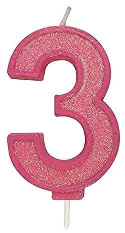 Culpitt Sparkle Number Candles For Cake & Cupcakes, Single Numbers From 0-9, Say Happy Birthday with These Candle Sparklers, Celebrate Birthdays & Anniversaries with Flair - Pink 3