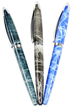 Ranvi JinHao 156 Füllfederhalter, 0,5 mm Medium Feder, 3 Stück, 3 Farben (Marmor Blau, Marmor Grau, Marmor Himmelblau)