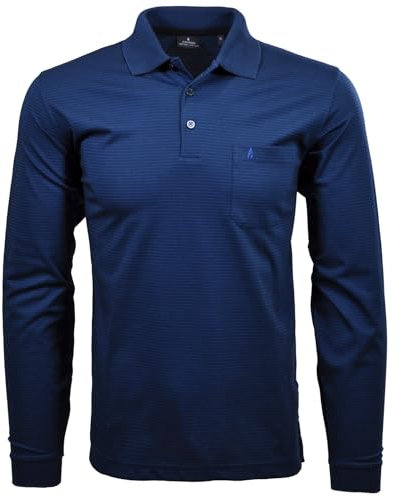 Ragman Herren Softknit-Polo Fineliner, Langarm,M,Dunkelblau