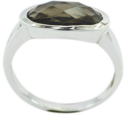 RIYO leicht 925er Sterling Silber, natürlicher brauner Ring, Rauchquarz, brauner Edelstein-Silberring