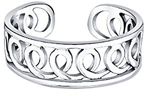 Damen Zehenring, verstellbar, Unendlichkeitssymbol, 925er Sterlingsilber, vergoldet, breiter Midi-Ring, trendiger Curl-Zehenring