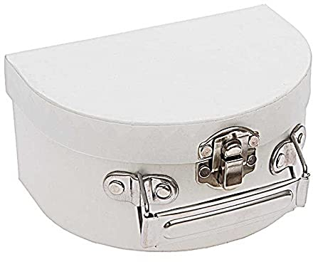 Koffer aus Pappe, Weiß, halbrund Struktur 12x 9x6 cm