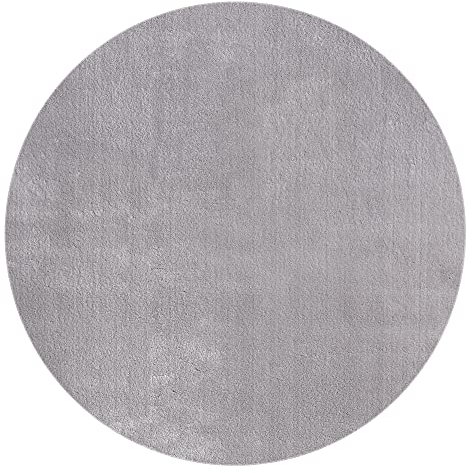 Mia's Teppiche Olivia Wohnzimmer/Schlafzimmer Teppich - waschbar - 120 cm Rund, Grau