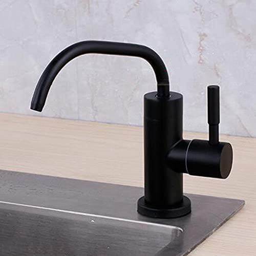 Grifo Cocina Osmosis 1/4” Acero Inoxidable Grifo Recto Orificio Simple Agua Fría Purificador de Agua Grifo-Negro