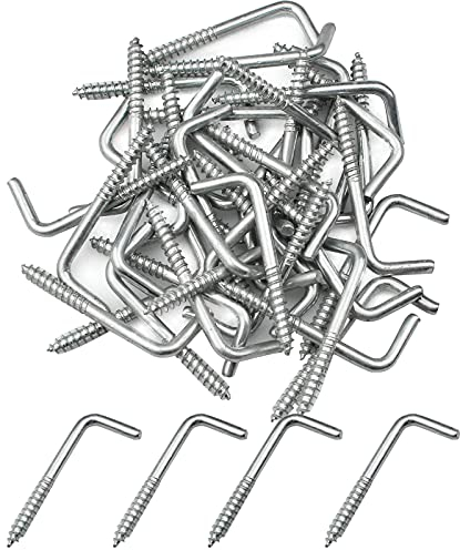 burkfeeg 40 Pezzi Viti ad Angolo Retto Ganci Avvitabili a forma di L Gancio a Vite per Parete Rigida Kit (40 * 15mm)
