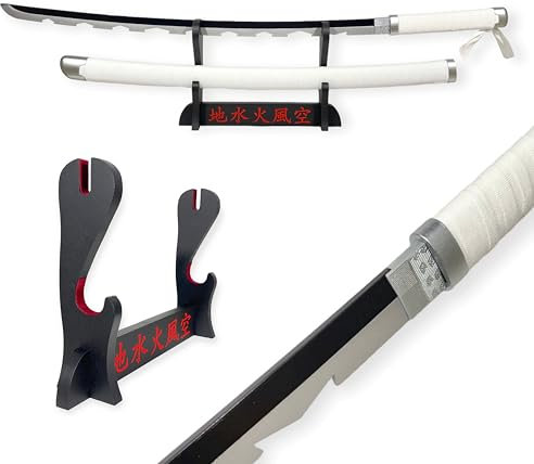 Katana Demon Slayer Inosuke Hashibira - Epée Lame Bois - Support Japonais Inclus