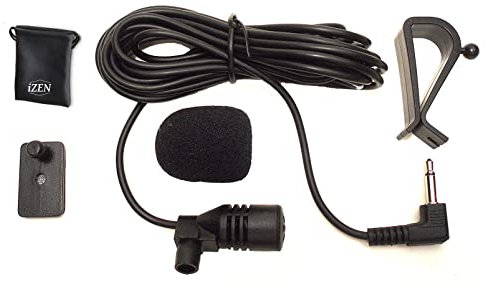 iZEN Car Microphone 3.5mm Mic for Vehicle head unit Bluetooth, Stereo, Radio, DVD, GPS etc with 3m/9.8ft cable plug and play and Voice Assembly Stereo External Car Microphone