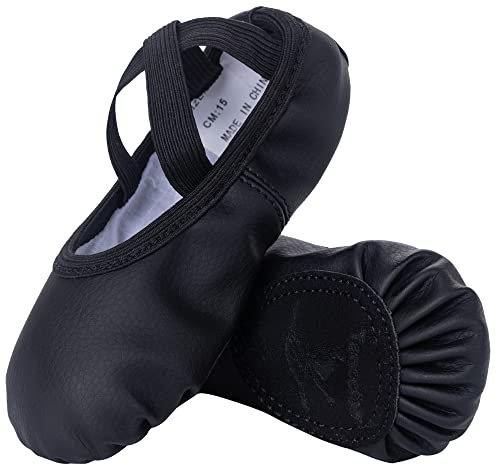 Tancefair Ballettschuhe aus Leder Ballettschläppchen Tanzschuhe Gymnastikschuh Yogaschuhe mit Geteilte Ledersohle für Kinder Damen in Rosa Schwarz Beige in Gr. 20-40