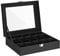 SONGMICS Uhrenbox mit 10 Fächern, Uhrenkasten, Glasdeckel, Uhrenkoffer, herausnehmbare Uhrenkissen, Metallverschluss, Geschenkidee, PU-Bezug in Schwarz, Innenfutter in Schwarz JWB010B02