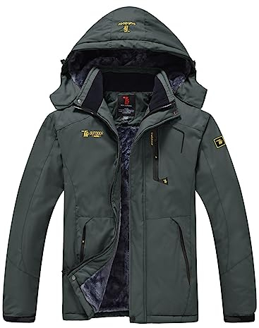 YSENTO Herren Wasserdicht Skijacke Atmungsaktiv Fleece-Futter Winterjacke Warm Funktionsjacke Outdoor Wanderjacke(Grau,XL)