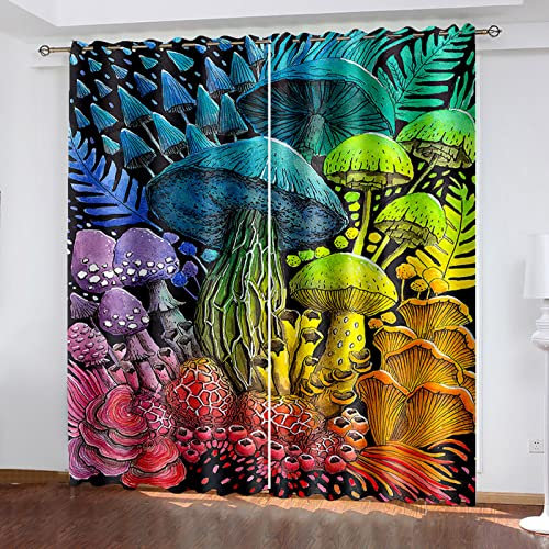 Outdoor Curtains For Pergola Gazebo 2 Panels 110X102 Inch Drop Fashion Mushroom Ideas Blackout Curtains For Kids Boys Girls Bedroom Living Room Nursery Soft Thermal Insulated Eyelet Window Curtains
