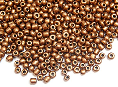 1100 Stück Glas Rocailles Perlen 4mm Metallic Farbe Set, 6/0, Pony Perlen, Klar Mini Rund Perlen, Metalic Seed Beads, (Matt Braun)