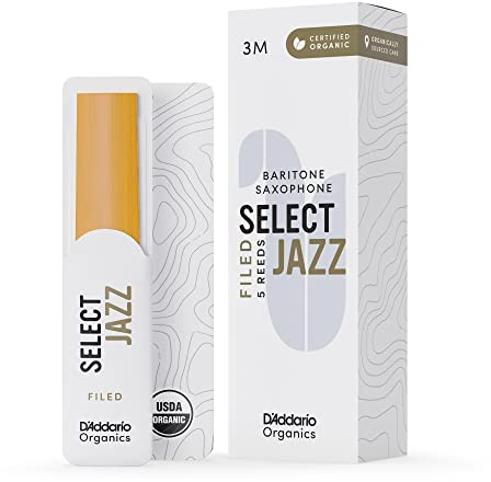 D'Addario Organic Select Jazz Filed Baritone Saxophone Reeds - Sax Reeds - Individually Sealed - 3 Medium, 5 Pack