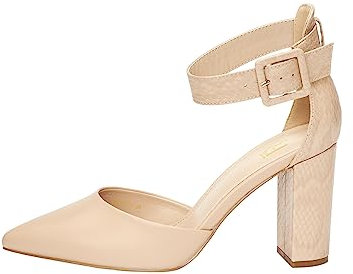 Rio Fiore Scarpe con tacco, Décolleté Donna, Beige, 8.5 cm, Similpelle, Tacco largo, Cinturino alla caviglia, 2062A-J-9-4 (Beige, 41 EU)