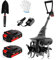 MZK 20V Cordless Tiller Cultivator with 24 Steel Tines,7.8-inch Wide Battery Powered Garden Cultivator, Mini Tiller for Gardening(2 * 2AH Battery and Charger Included)