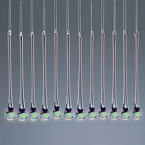 Iridescent Glass Tear Drop Icicles Ideal for Weddings or Christmas Tree decoration 7025-12 X 120mm