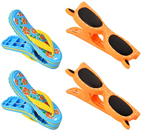 Vesaneae 4 Riesen Wäscheklammern, Starke Towel Clips, Strandtuchklammern, Bunte Strandtuch Clips, Handtuchklemmen, Handtücher Towel Clips, Groß Quilt Clips, Badetuch Clips, Strand-Clips