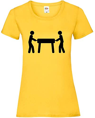 Kickertisch Strichmännchen Frauen Lady-Fit T-Shirt Sonnenblumengelb XXL