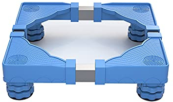 Support réglable pour lave-linge, sèche-linge, réfrigérateur, support rétractable, longueur 50-62 cm, largeur 48-60 cm, lave-vaisselle, hauteur de la base du climatiseur 7-10 cm (4 pieds) (Bleu)