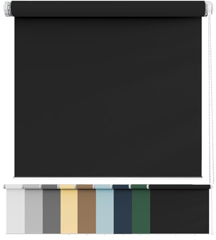 Rollo Ohne Bohren 100 x 140 cm, Sichtschutz, Lichtschutz, Blendschutz, Sonnenschutz Jalousie, inklusive Montagematerial, für Dachfenster, Schwarz