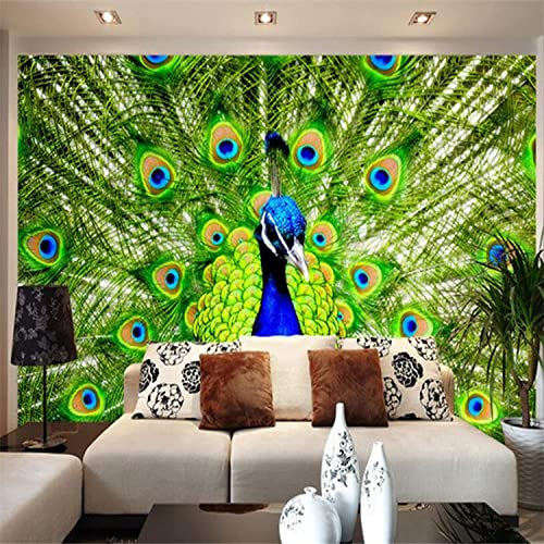 Wandbild Tapete, 3D Pfau Tierfeder Selbstklebende Tapete Zum Abziehen Und Aufkleben Für Wohnzimmer, Schlafzimmer, Fernseher, Hintergrund, Büro, Restaurant, Motiv, Zimmer, Abnehmbare Wandaufkleber 140